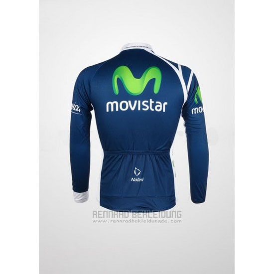 2012 Fahrradbekleidung Movistar Blau Trikot Langarm und Tragerhose